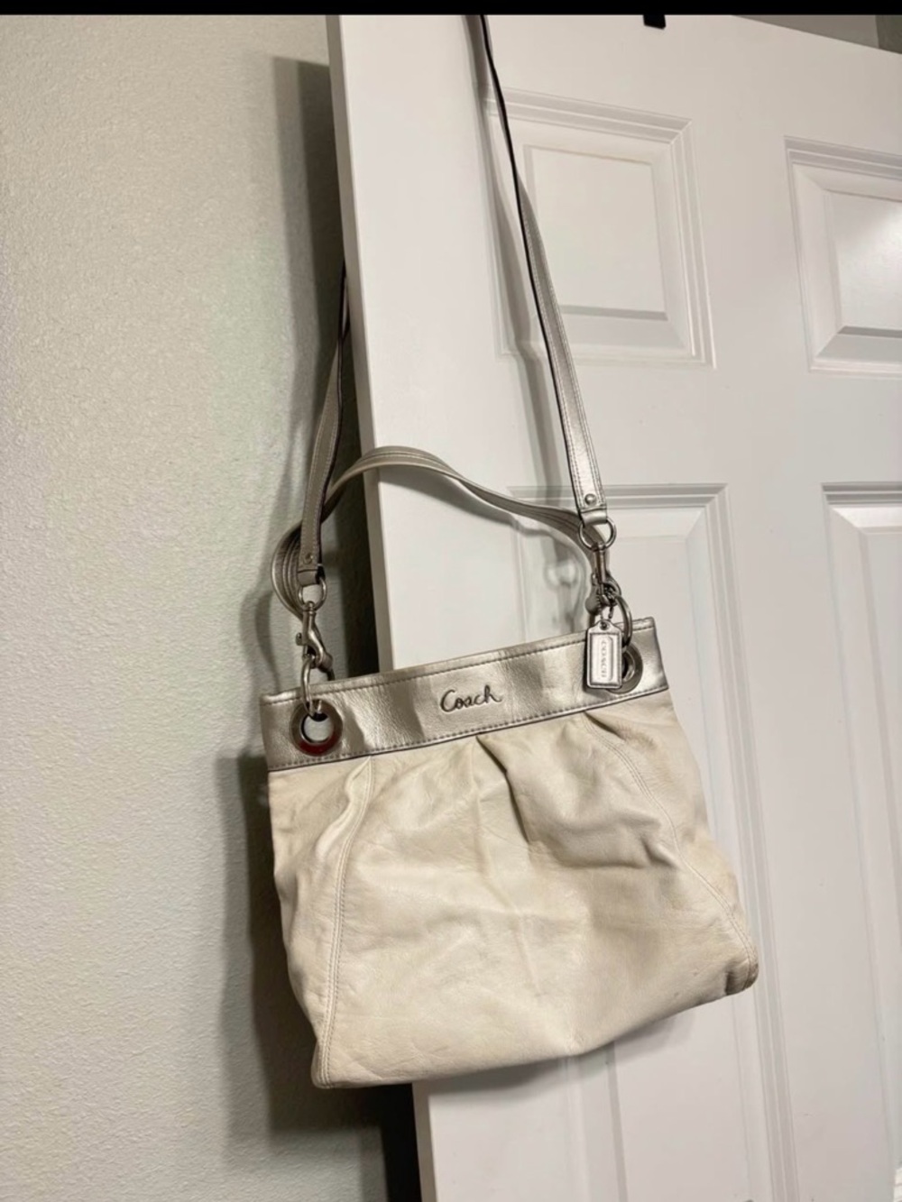 Coach- Ashley Hippie bag-White with Silver Trim